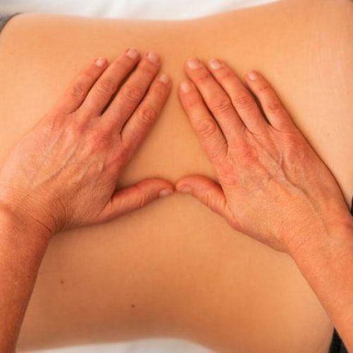 Two Hands Lying On Someone's Back
